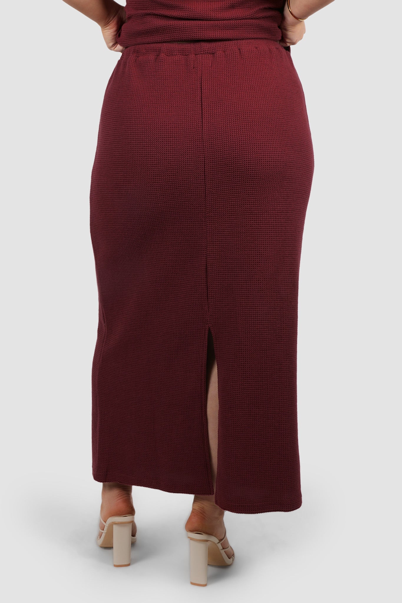 MARLEY WAFFLE MAXI SKIRT MERLOT - Fayt The Label
