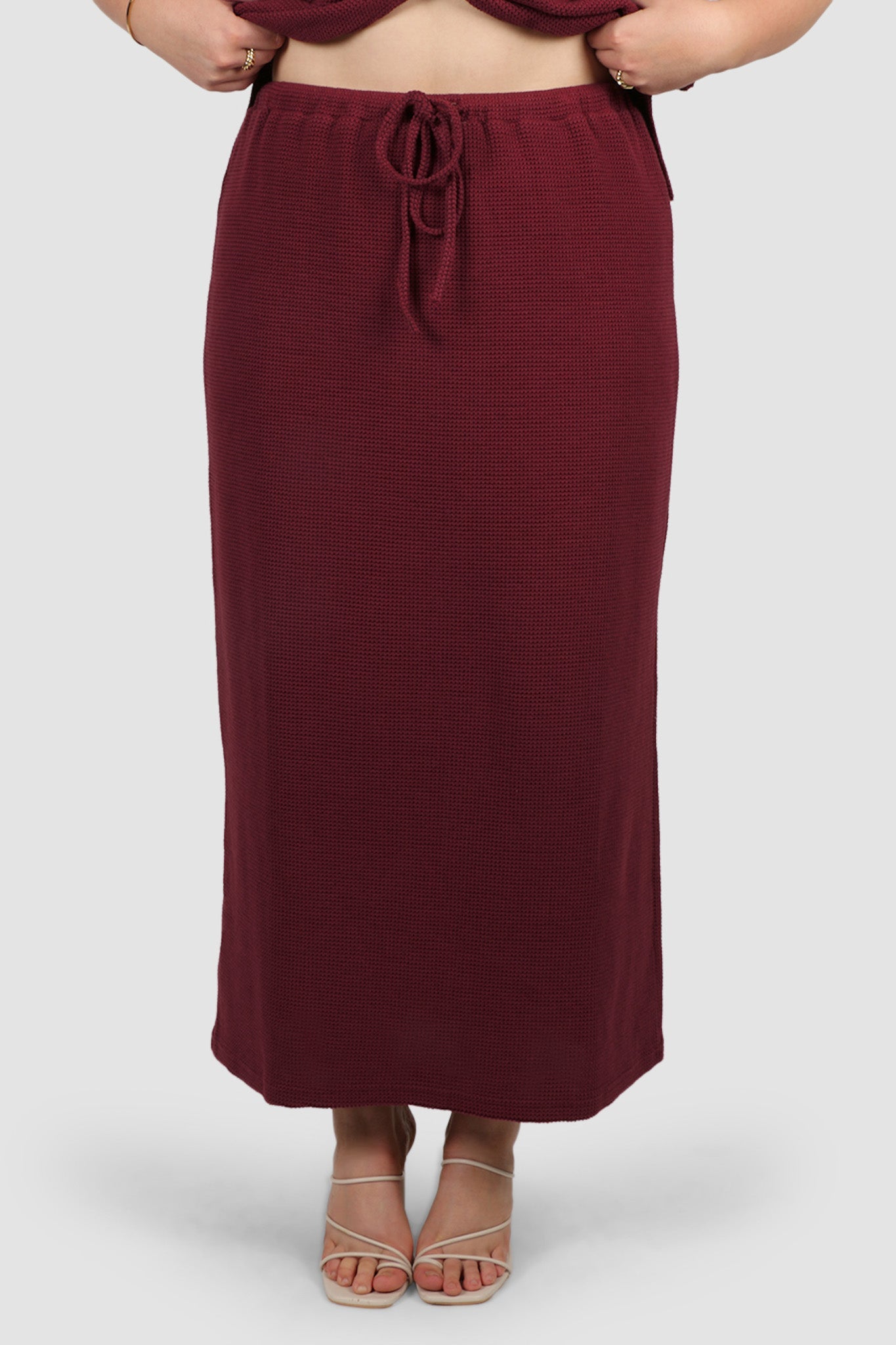 MARLEY WAFFLE MAXI SKIRT MERLOT - Fayt The Label