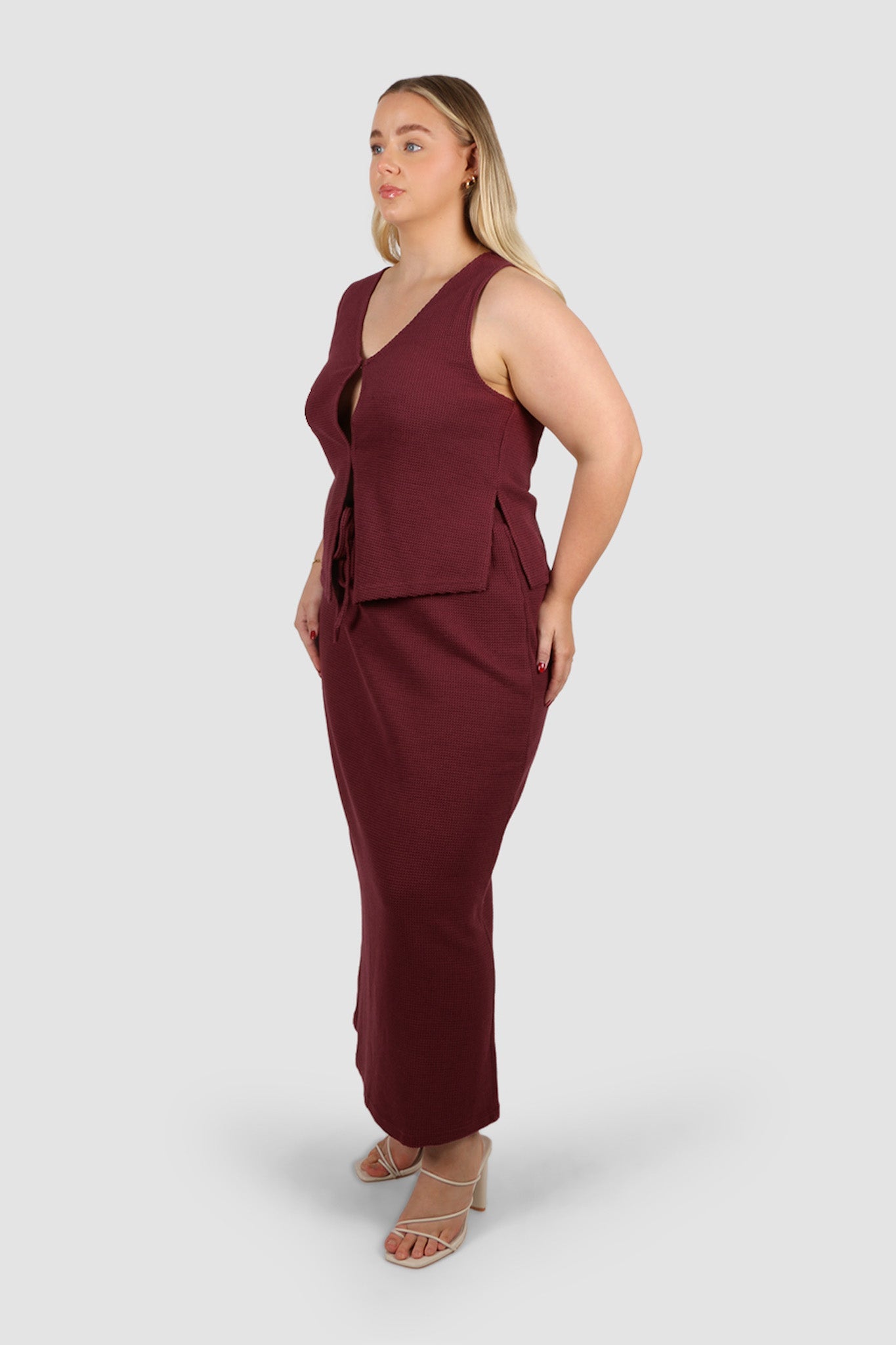 MARLEY WAFFLE MAXI SKIRT MERLOT - Fayt The Label