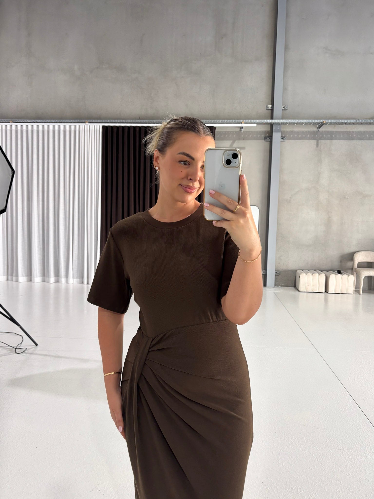 MARNIE RIB DRESS ESPRESSO - Fayt The Label