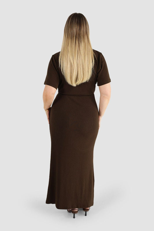 MARNIE RIB DRESS ESPRESSO - Fayt The Label
