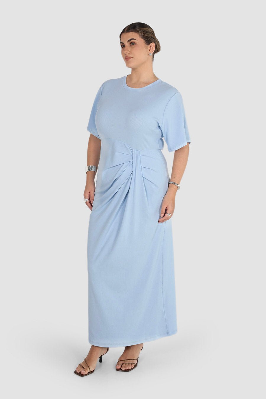 MARNIE RIB DRESS POWDER BLUE - Fayt The Label