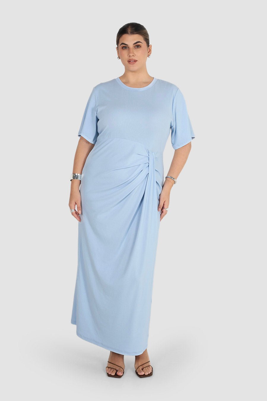MARNIE RIB DRESS POWDER BLUE - Fayt The Label