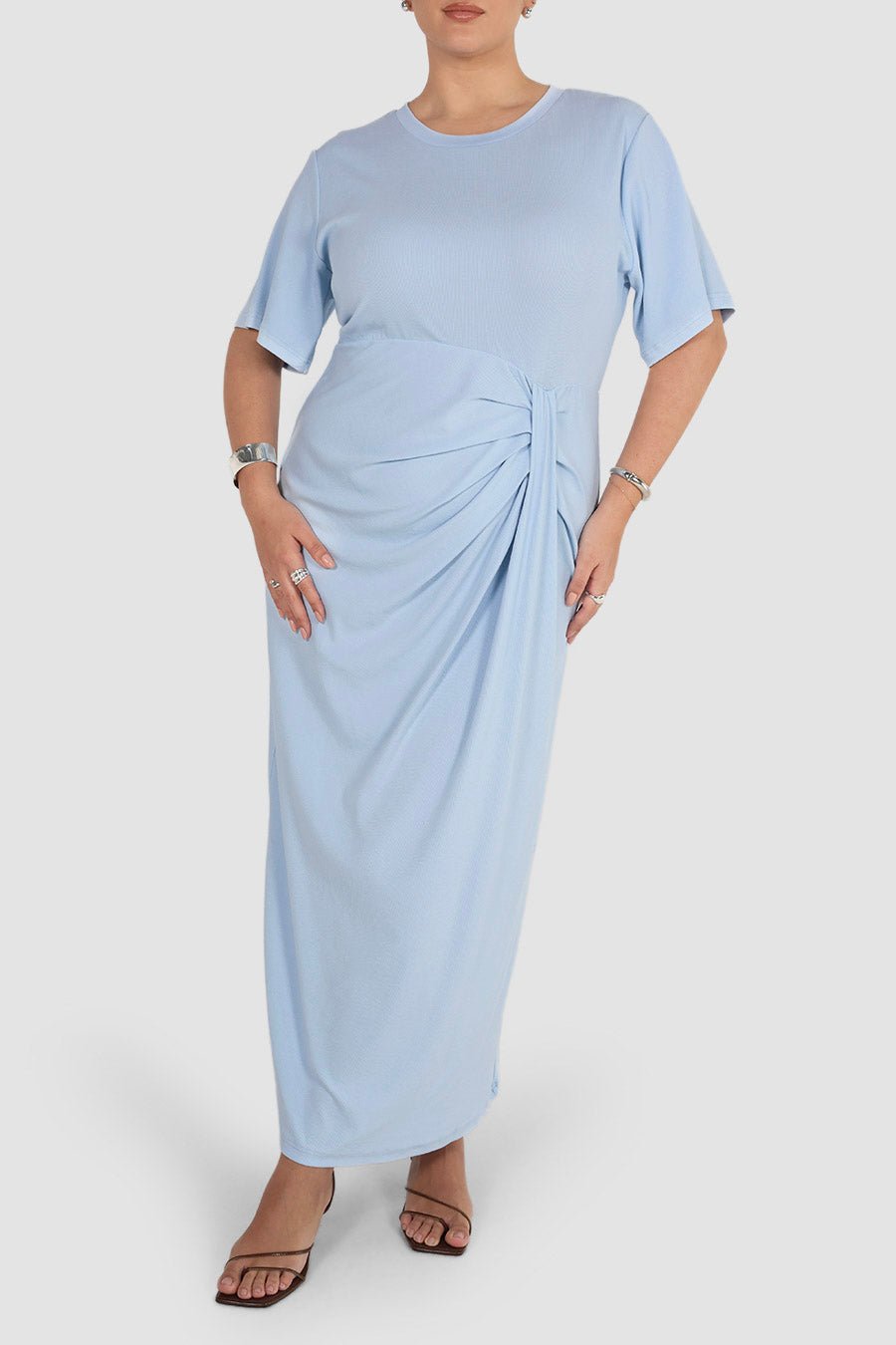 Marnie Rib Knit Dress Powder Blue Fayt The Label Marnie Rib Knit Dress Powder Blue Fayt The Label