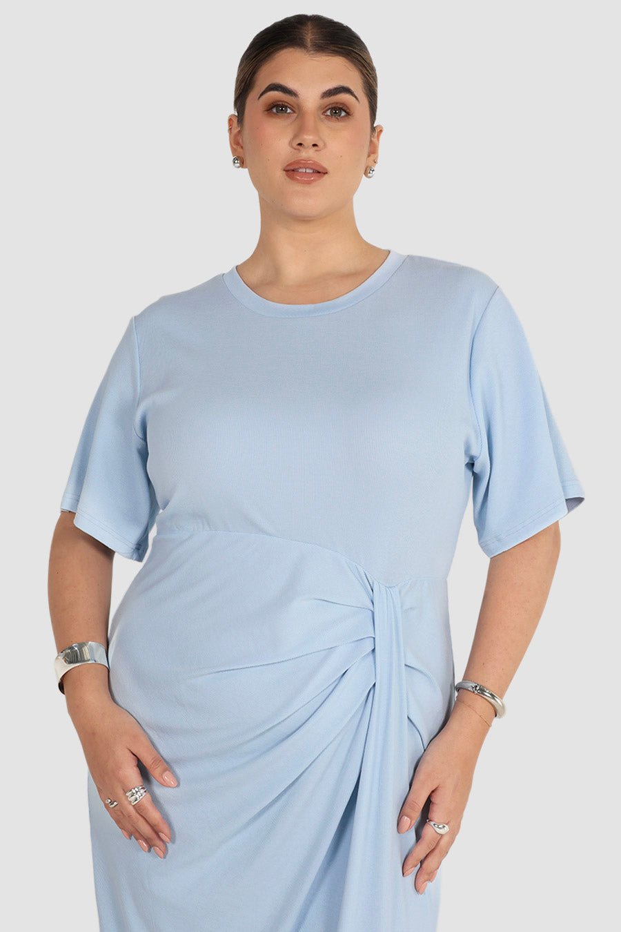 MARNIE RIB DRESS POWDER BLUE - Fayt The Label