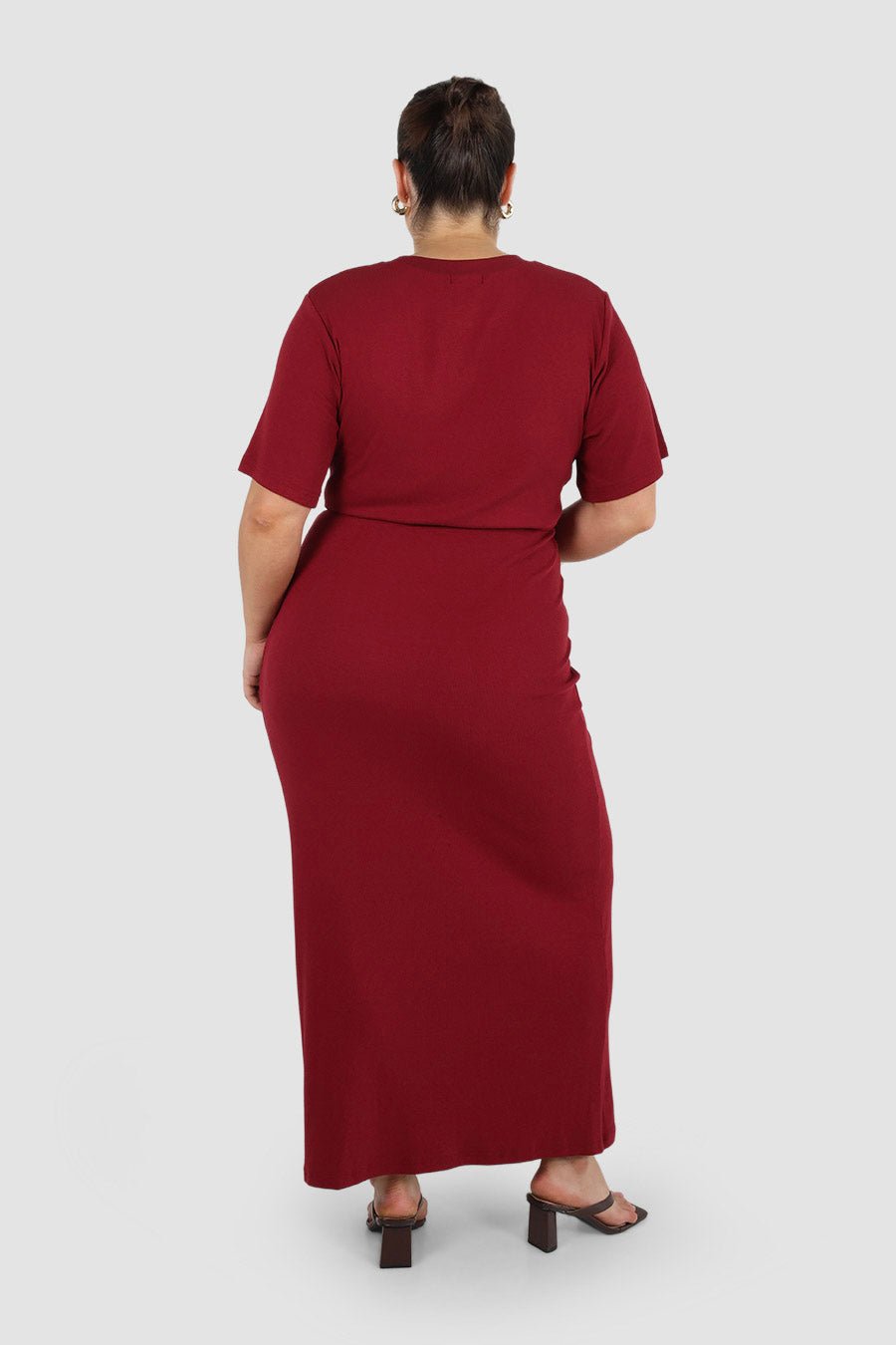 MARNIE RIB DRESS WINE - Fayt The Label