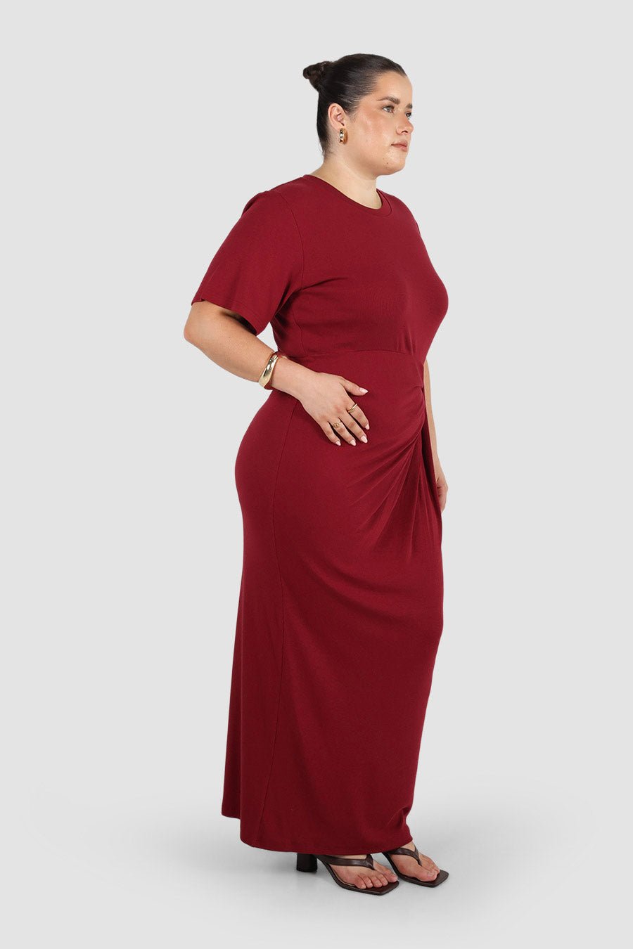 MARNIE RIB DRESS WINE - Fayt The Label