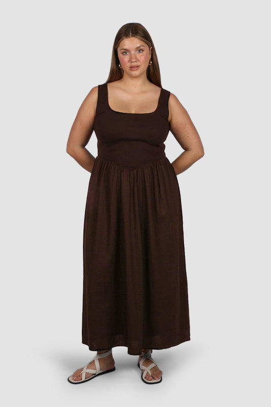 MYRA DRESS CHOCOLATE - Fayt The Label
