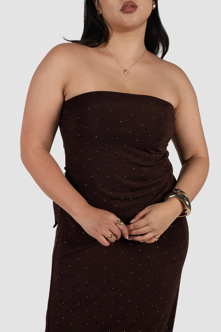 NAELLA TOP ESPRESSO SPARKLE - Fayt The Label