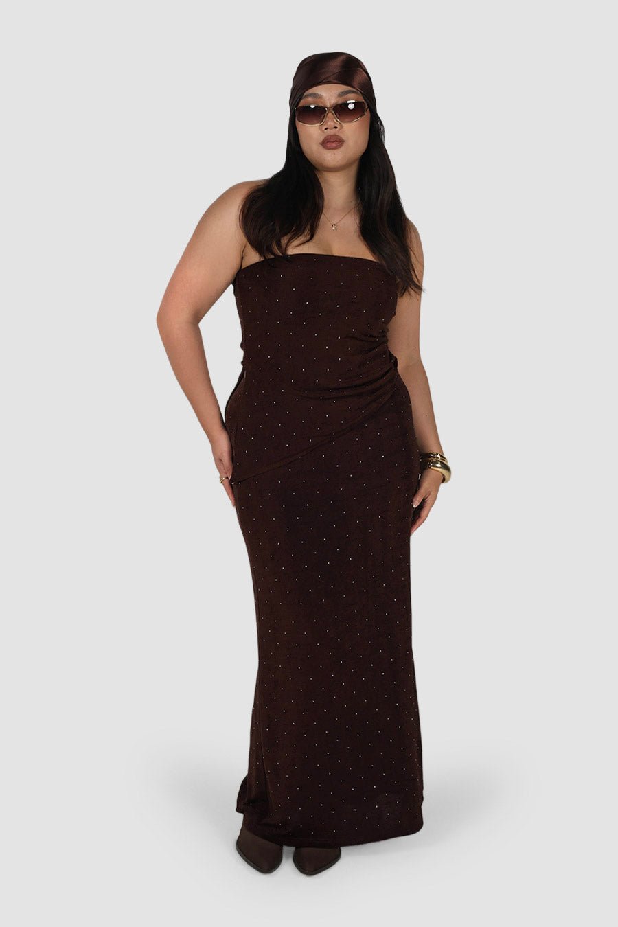 NAELLA TOP ESPRESSO SPARKLE - Fayt The Label