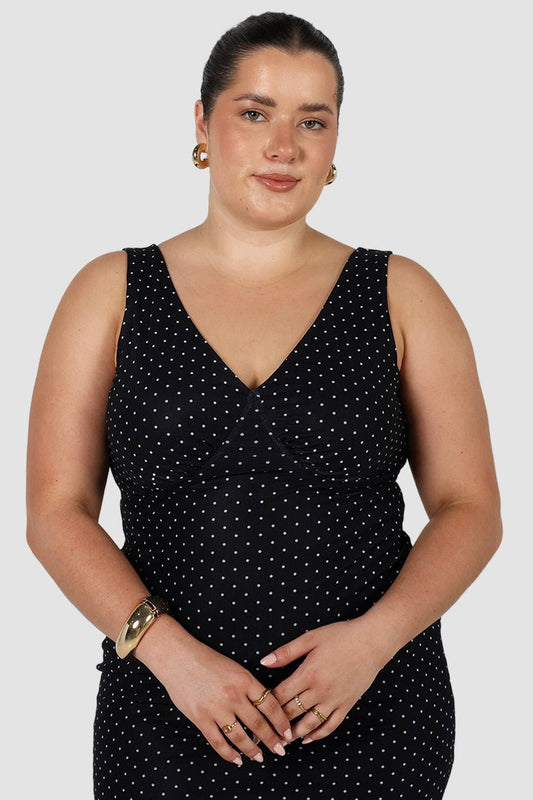 NATALIA DRESS BLACK SPOT - Fayt The Label