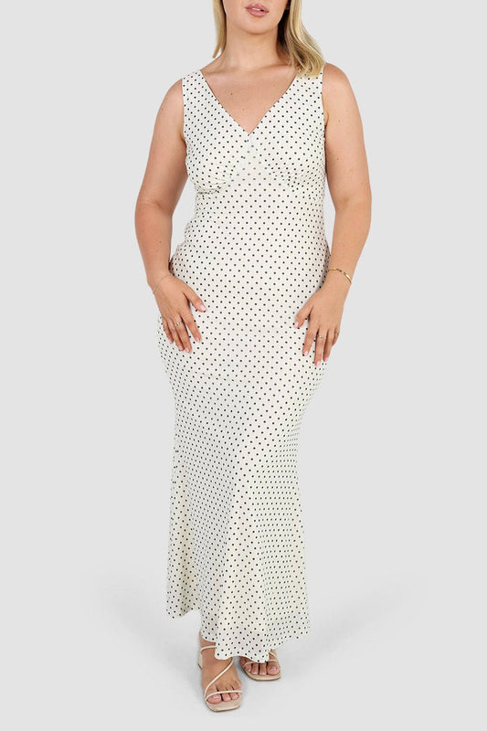 NATALIA DRESS WHITE SPOT - Fayt The Label