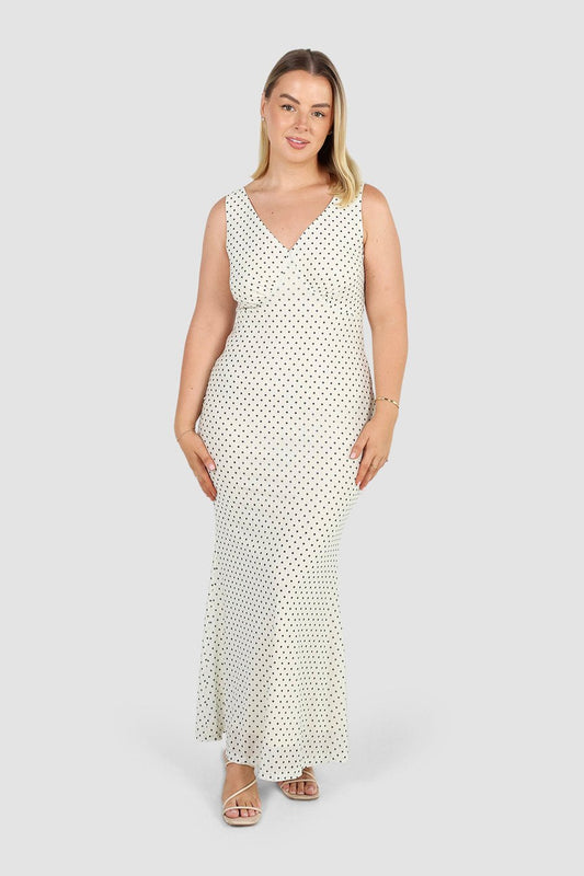NATALIA DRESS WHITE SPOT - Fayt The Label