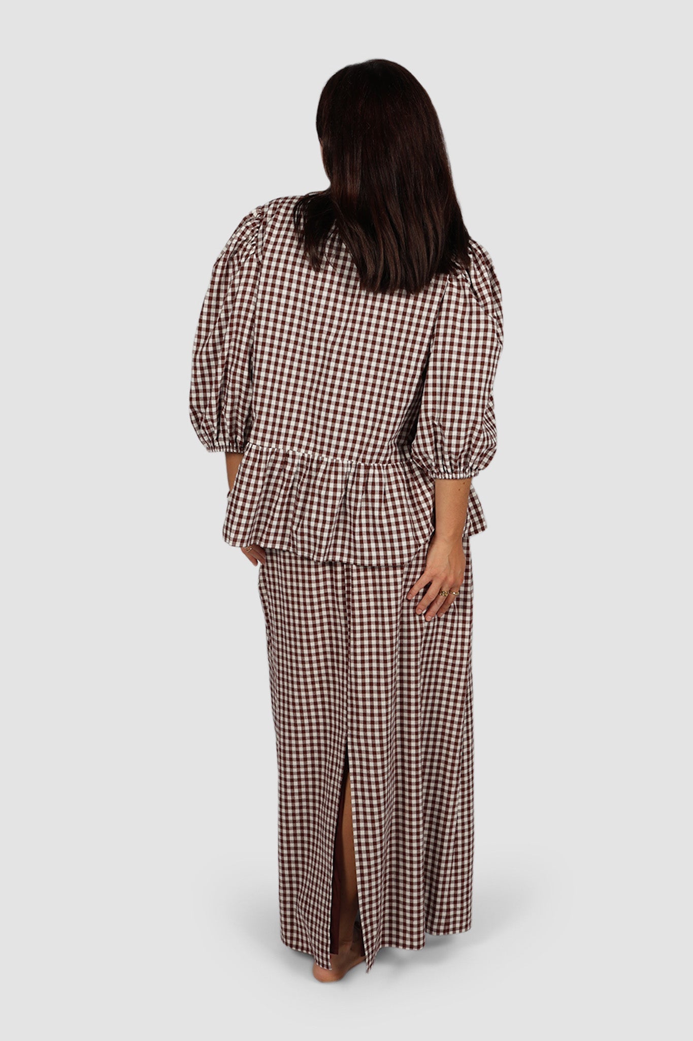 NIA SKIRT CHOC GINGHAM - Fayt The Label