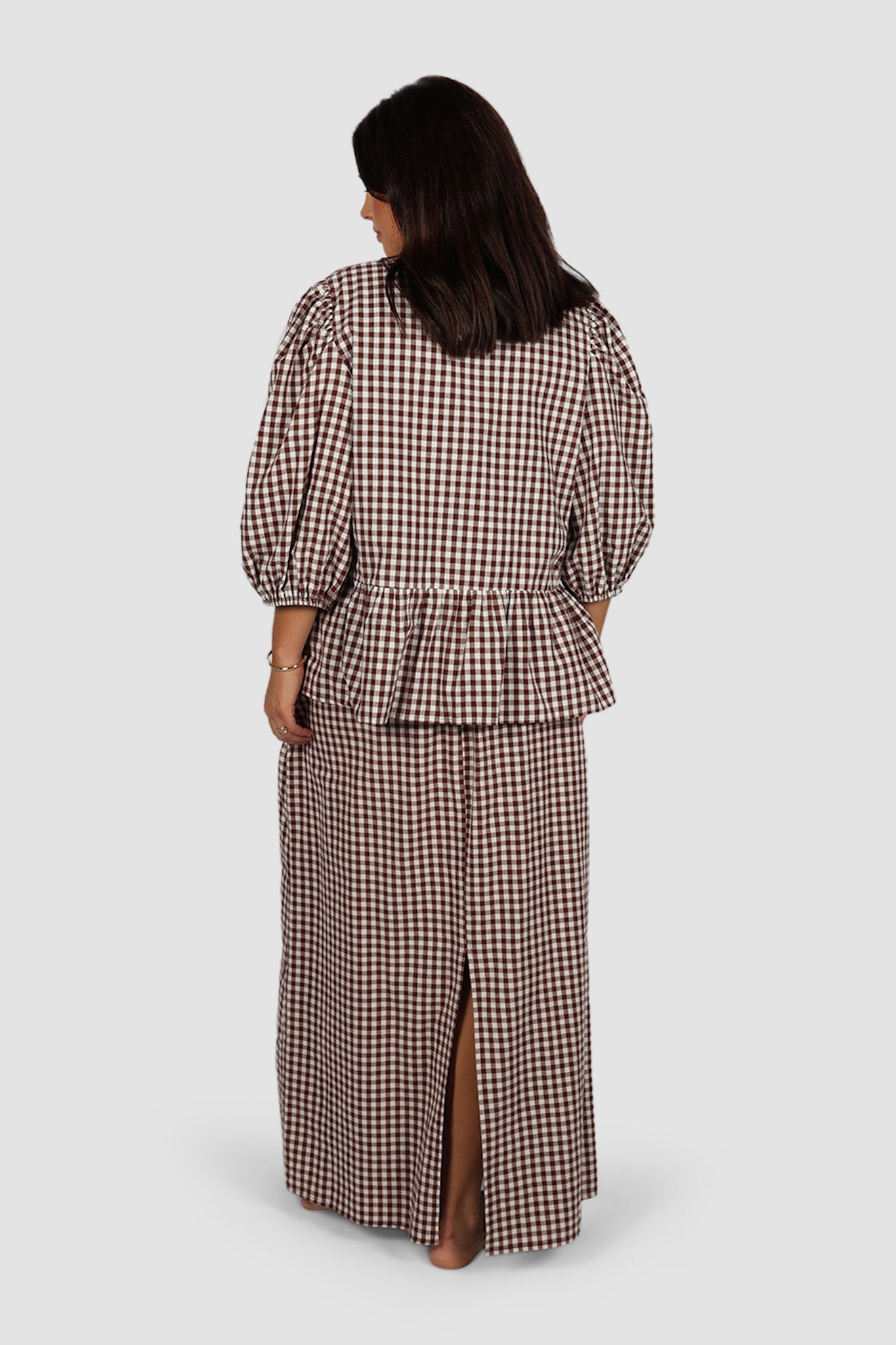 NIA SKIRT CHOC GINGHAM - Fayt The Label