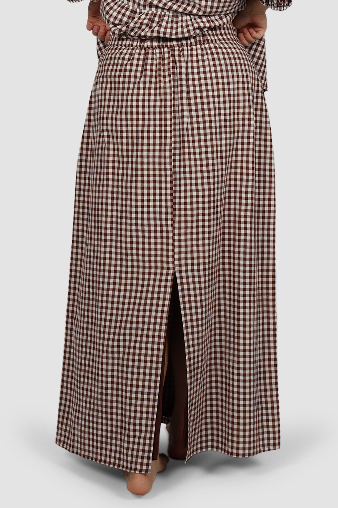 NIA SKIRT CHOC GINGHAM - Fayt The Label