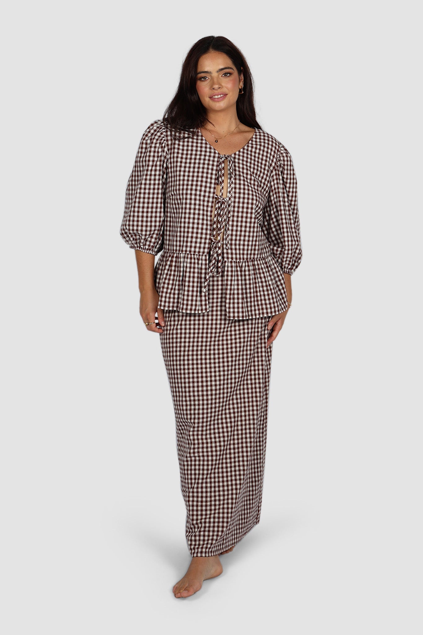 NIA SKIRT CHOC GINGHAM – Fayt The Label
