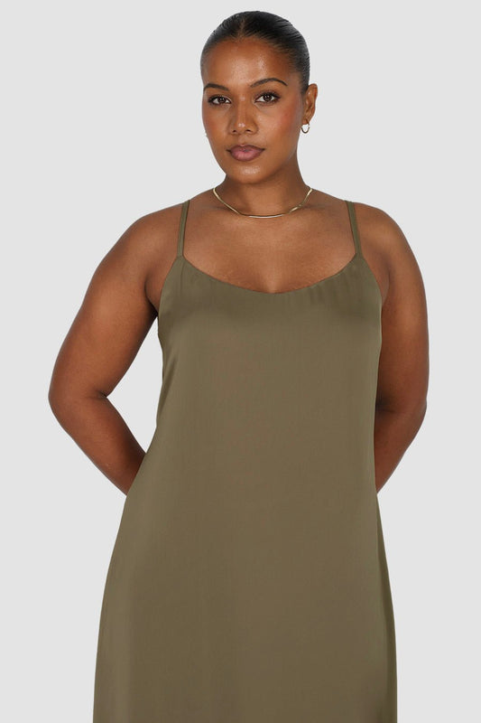 NINA DRESS KHAKI - Fayt The Label