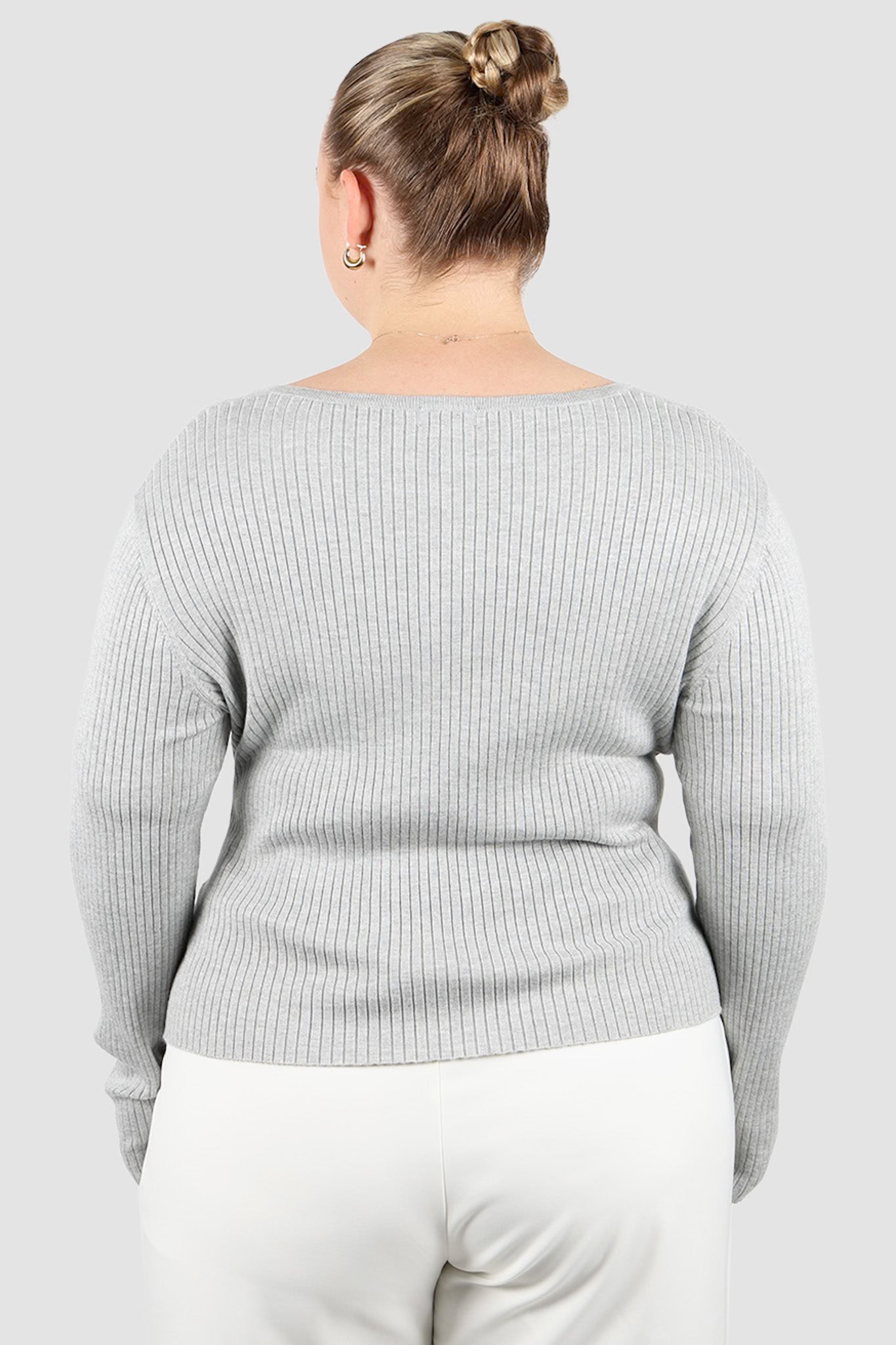 NIVARA RIB CARDIGAN GREY MARLE - Fayt The Label