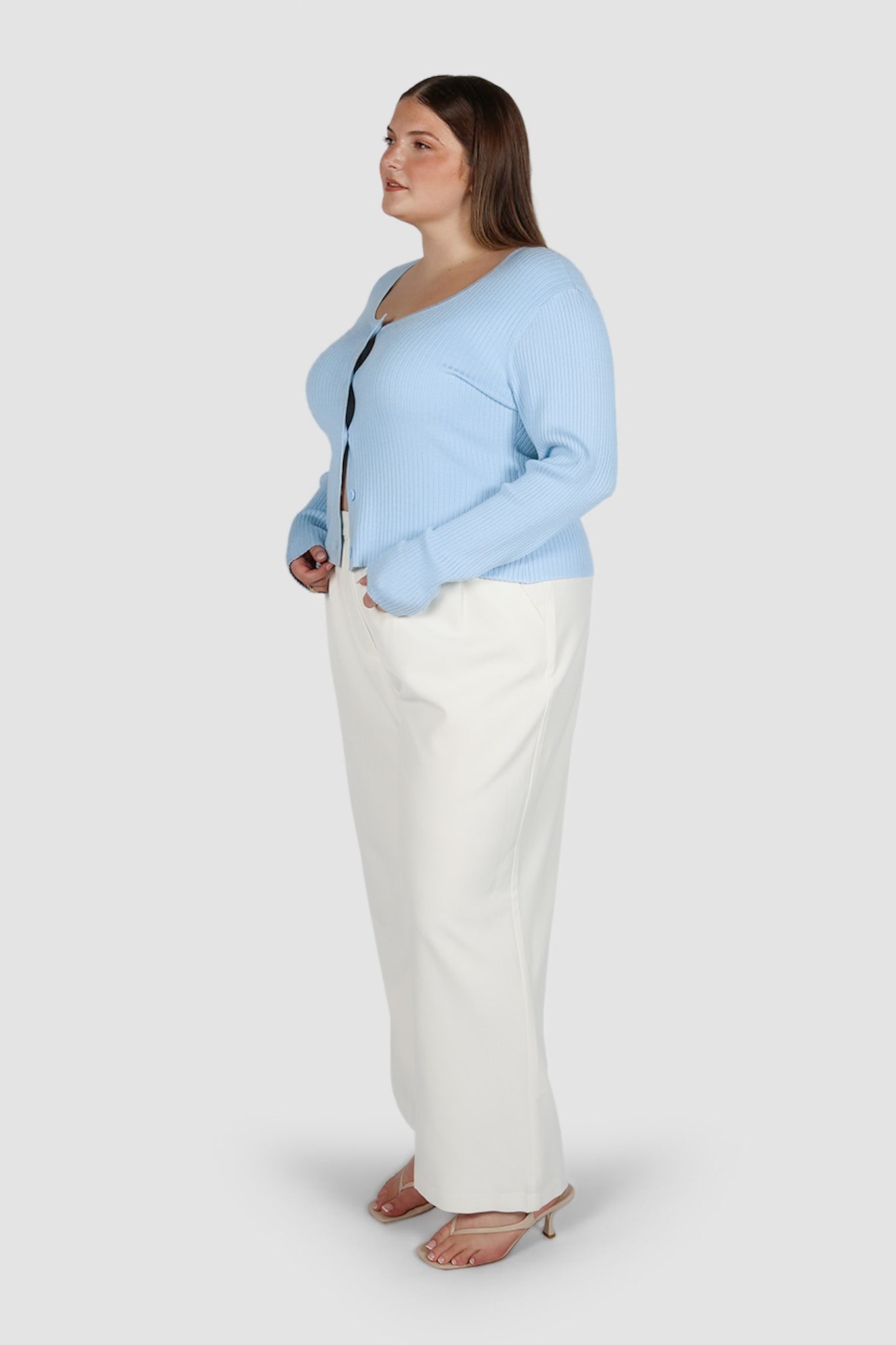 NIVARA RIB CARDIGAN SOFT BLUE - Fayt The Label
