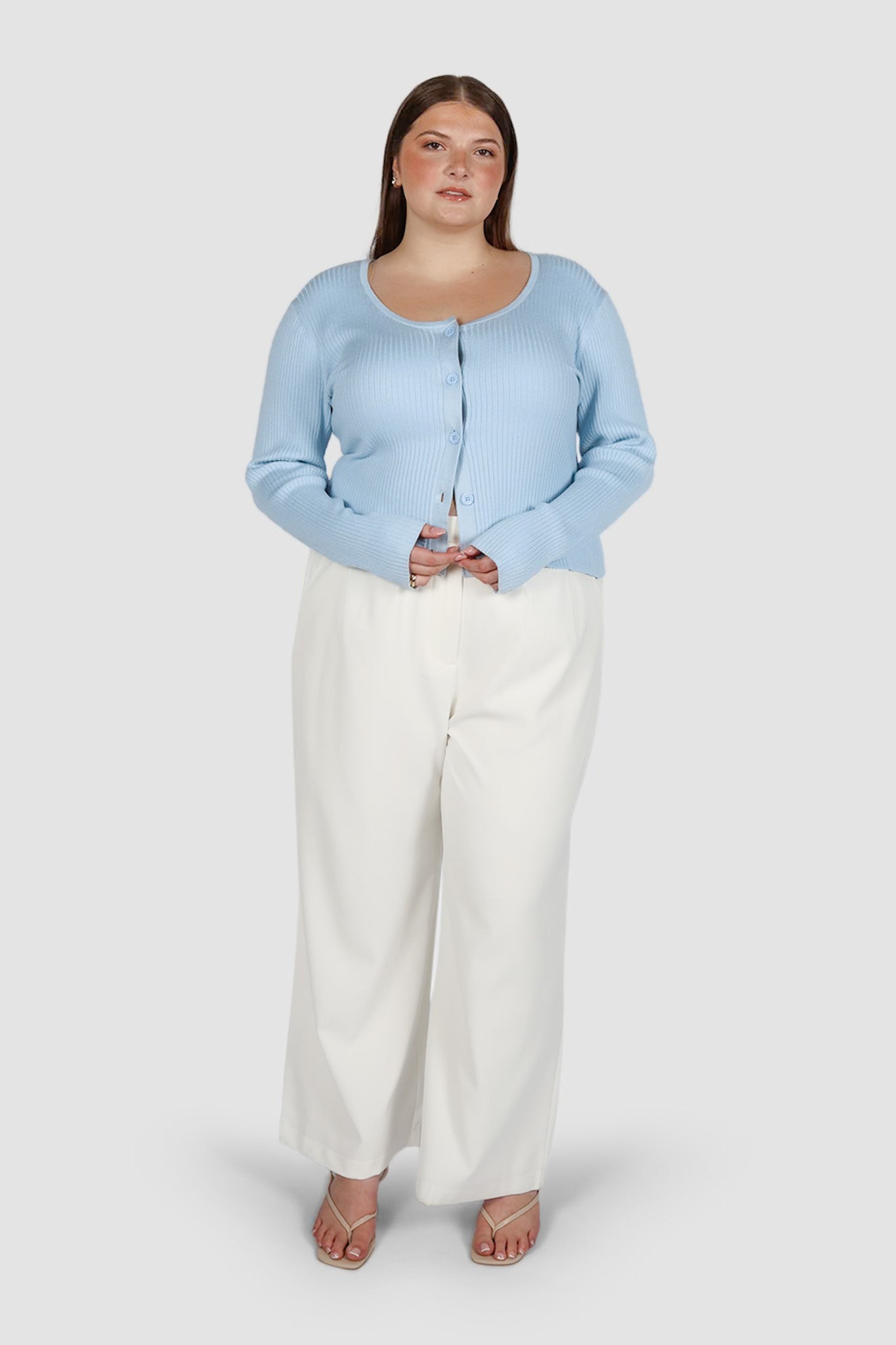 NIVARA RIB CARDIGAN SOFT BLUE - Fayt The Label