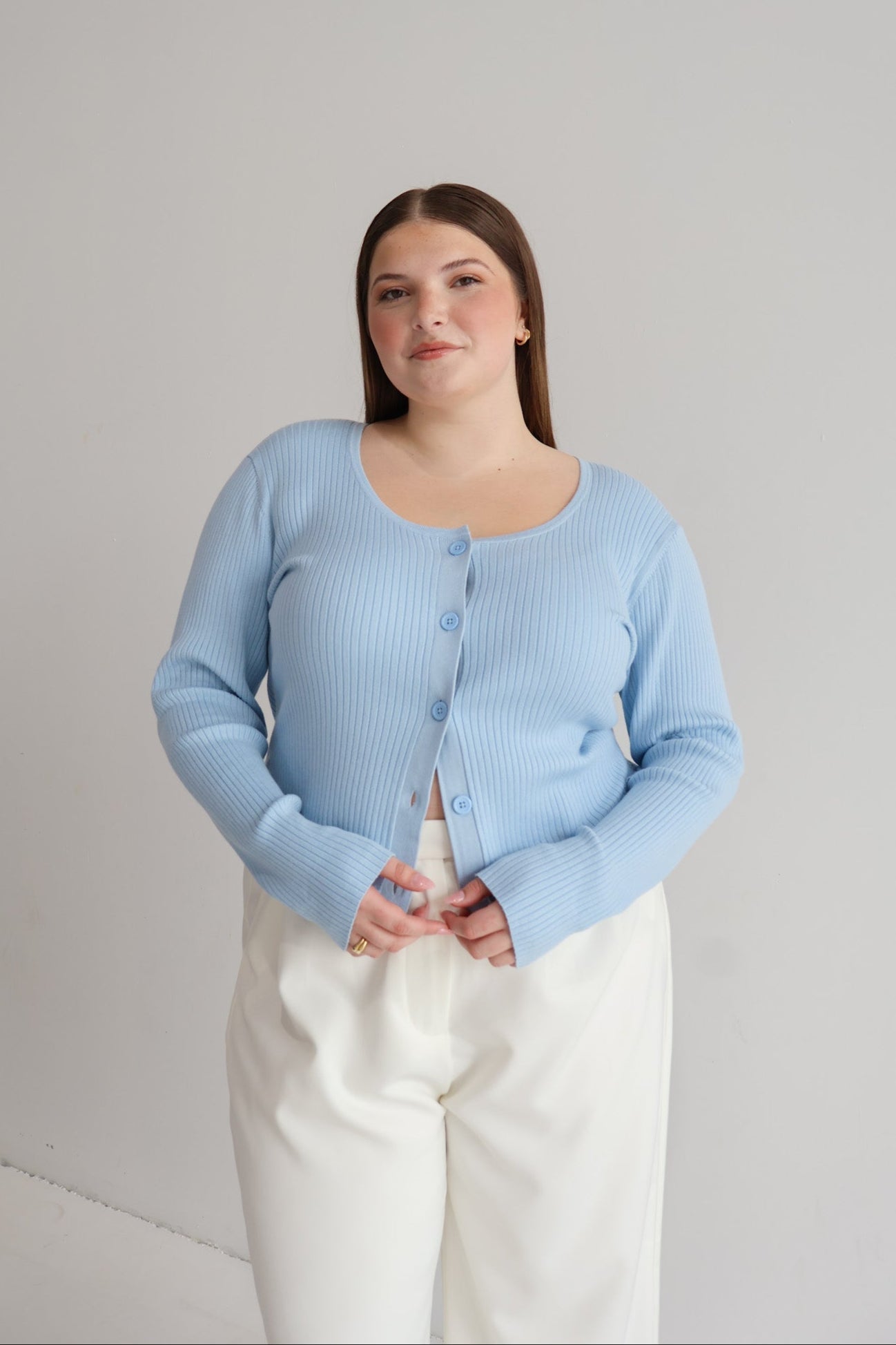 NIVARA RIB CARDIGAN SOFT BLUE - Fayt The Label