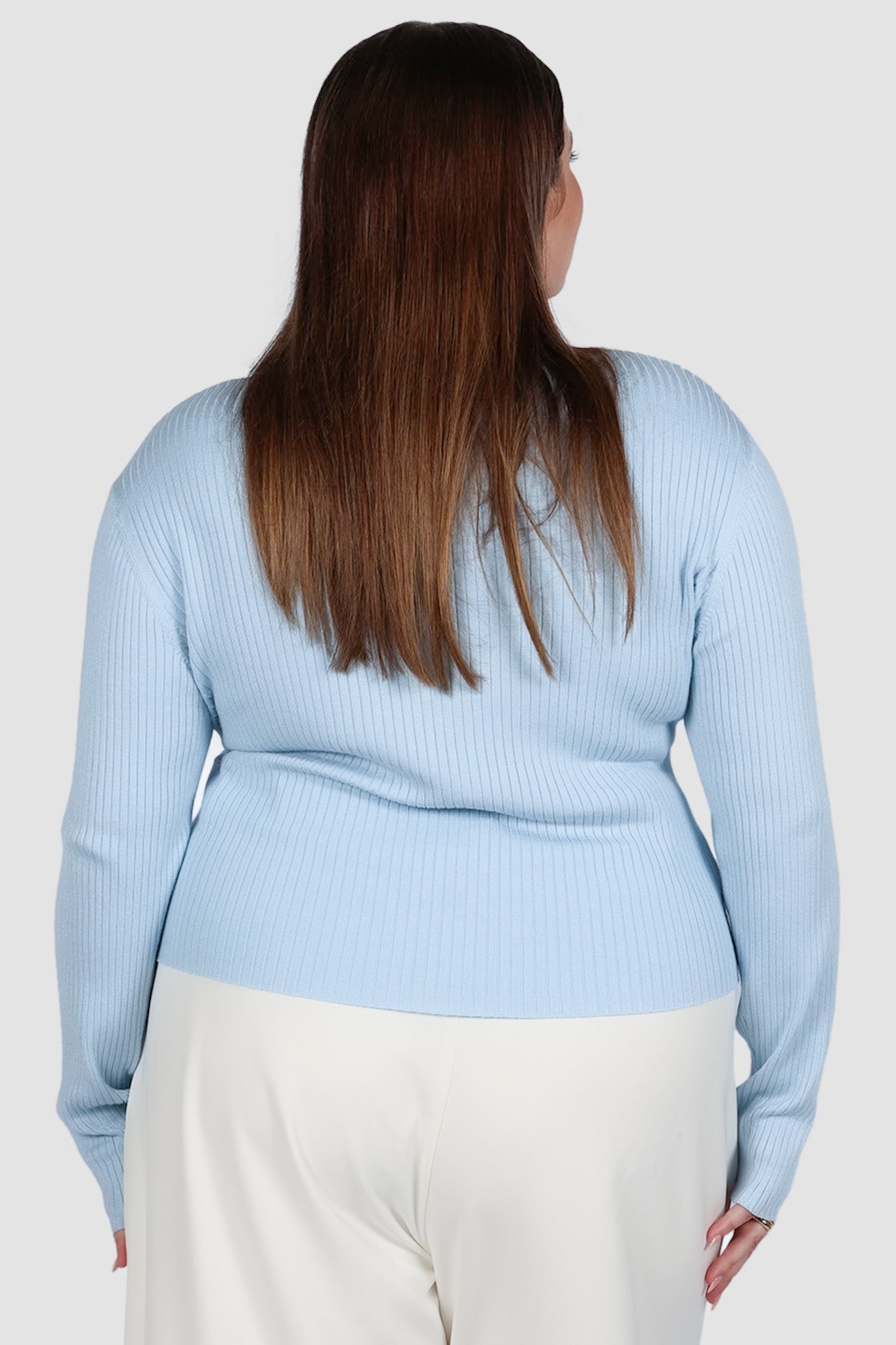 NIVARA RIB CARDIGAN SOFT BLUE - Fayt The Label