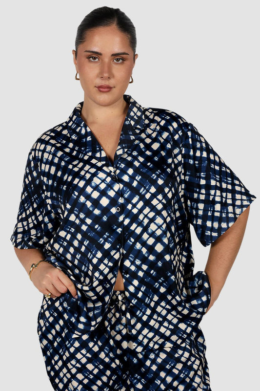 NOA SHIRT MIDNIGHT LATTICE - Fayt The Label