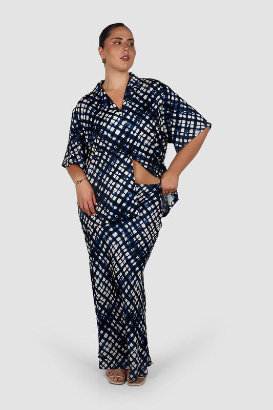 NOA SHIRT MIDNIGHT LATTICE - Fayt The Label