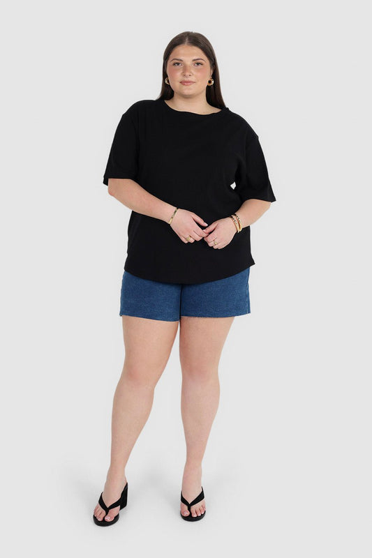 NOLYN RIB TEE BLACK - Fayt The Label