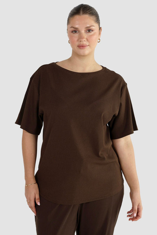 NOLYN RIB TEE ESPRESSO - Fayt The Label