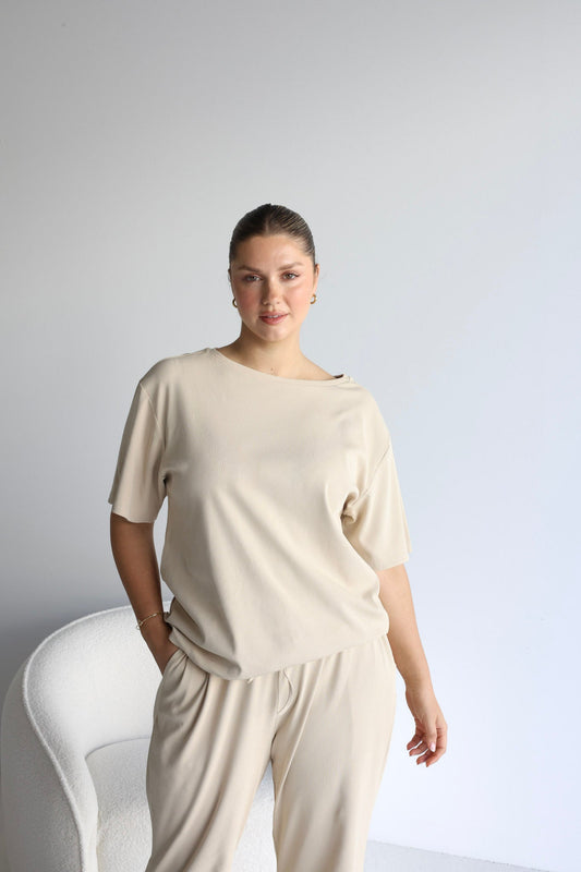 NOLYN RIB TEE VANILLA - Fayt The Label