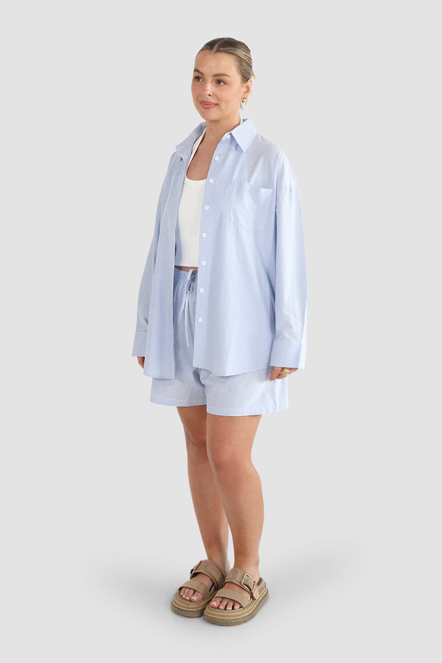 NOVI SHORTS BLUE STRIPE - Fayt The Label