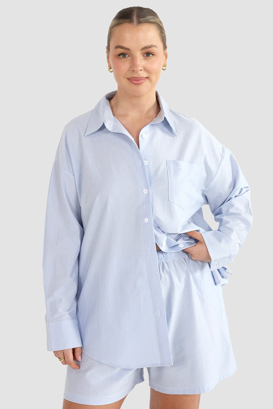 NOVI SHORTS BLUE STRIPE - Fayt The Label