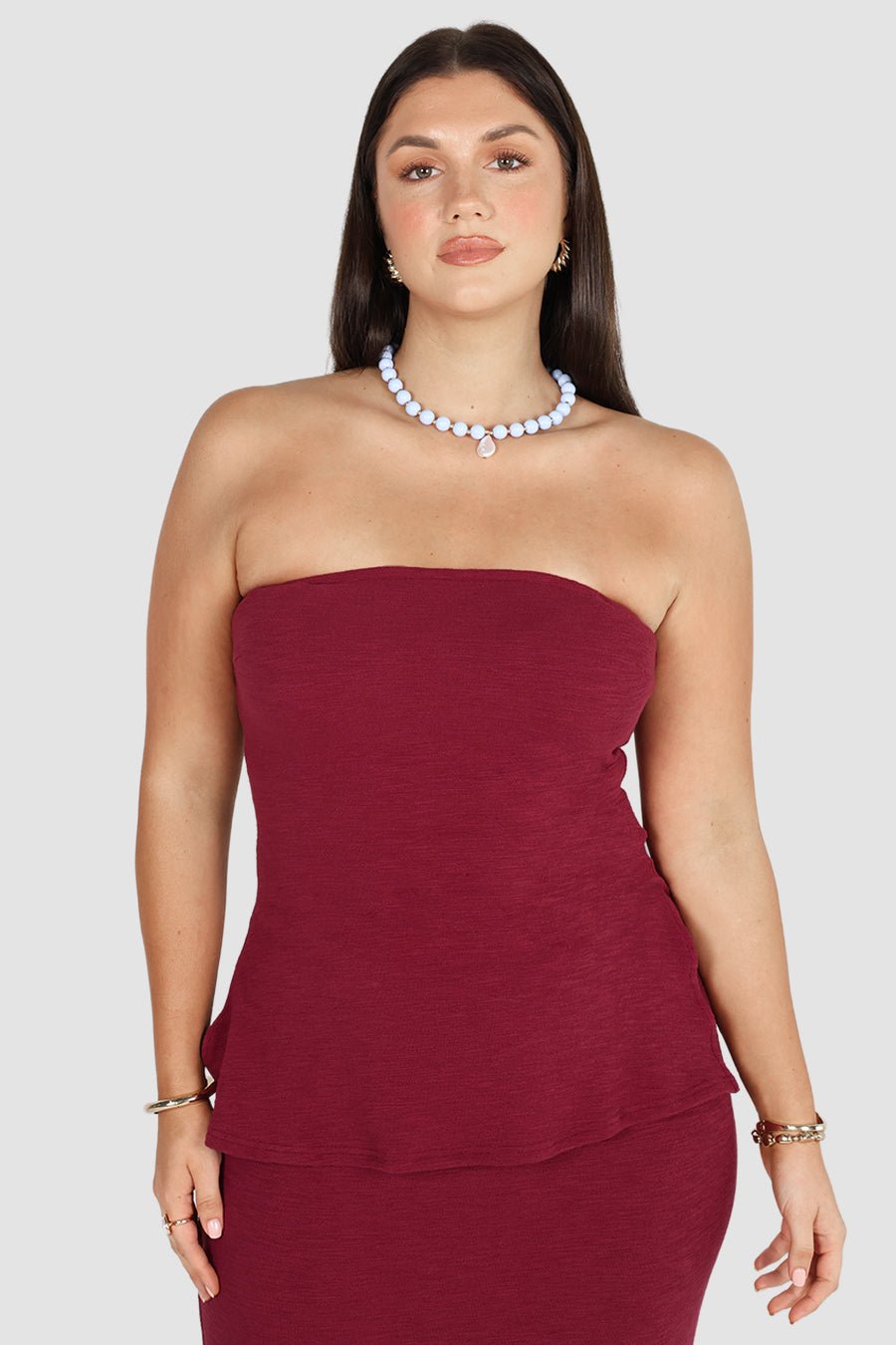 OCEA STRAPLESS TOP DEEP BURGUNDY - Fayt The Label