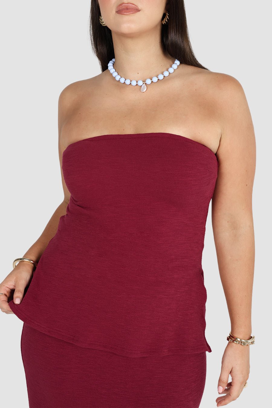 OCEA STRAPLESS TOP DEEP BURGUNDY - Fayt The Label
