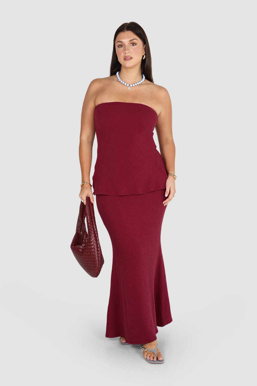 OCEA STRAPLESS TOP DEEP BURGUNDY - Fayt The Label