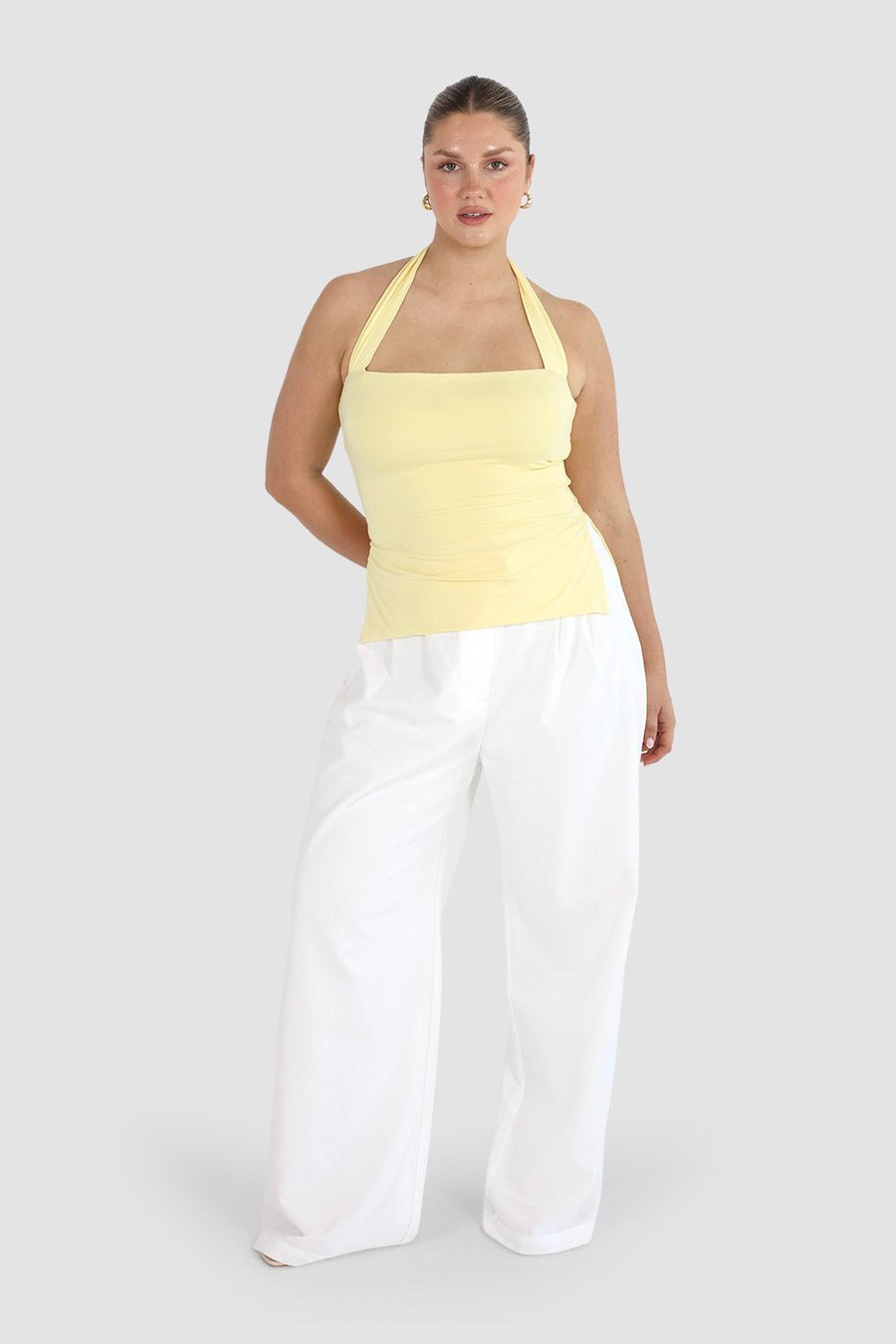 OVIE HALTER TOP BABY YELLOW - Fayt The Label