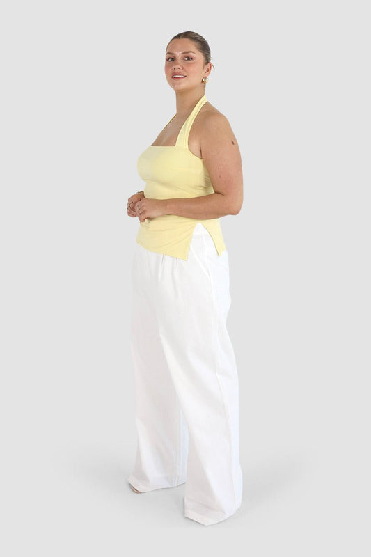 OVIE HALTER TOP BABY YELLOW - Fayt The Label