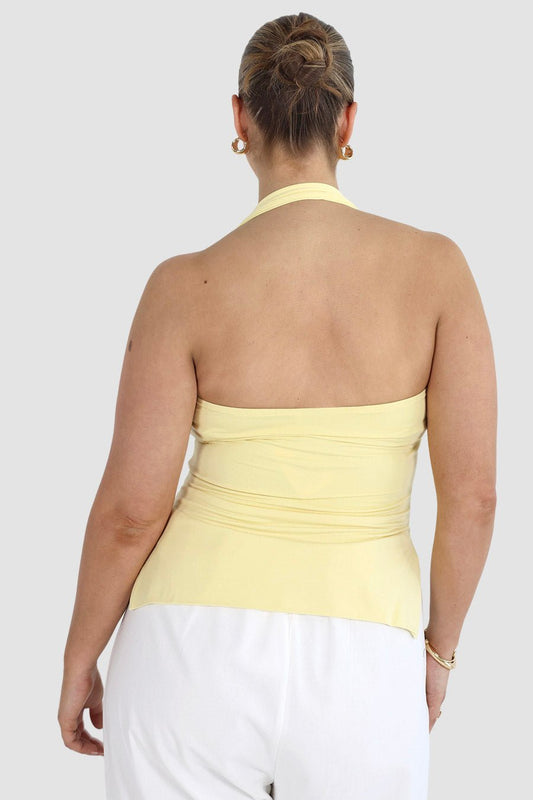 OVIE HALTER TOP BABY YELLOW - Fayt The Label