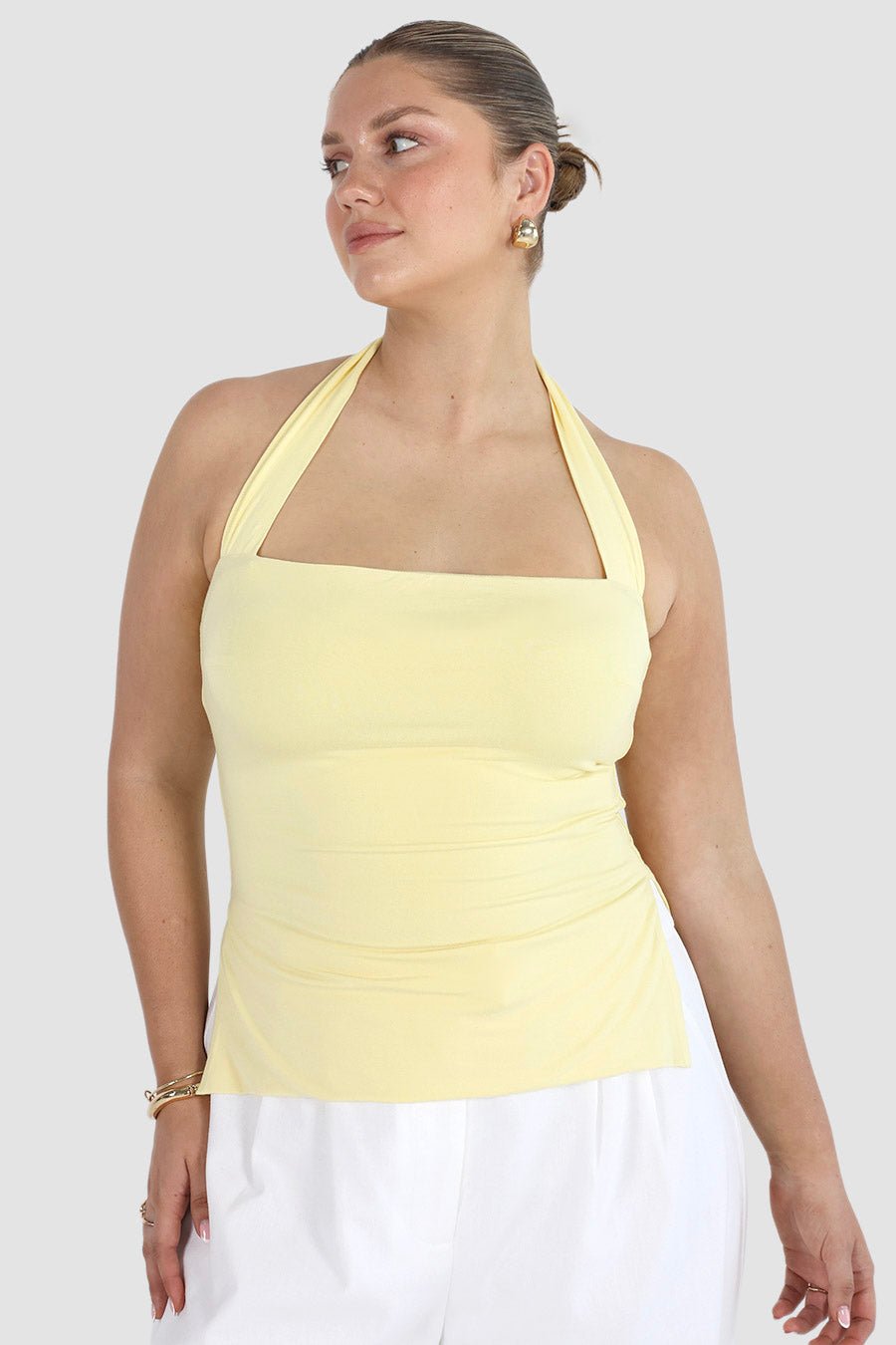 OVIE HALTER TOP BABY YELLOW - Fayt The Label