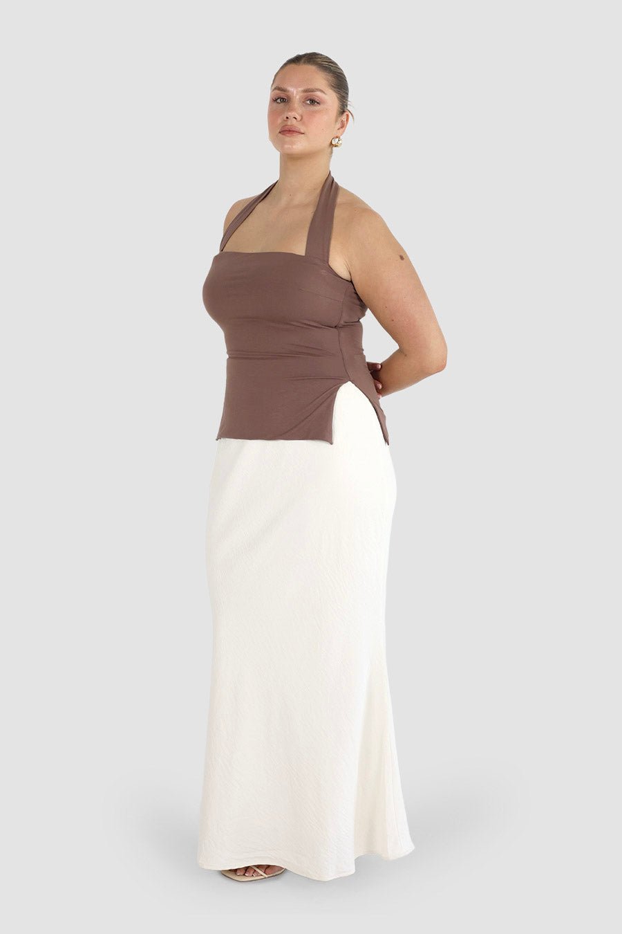 OVIE HALTER TOP DEEP MOCHA - Fayt The Label