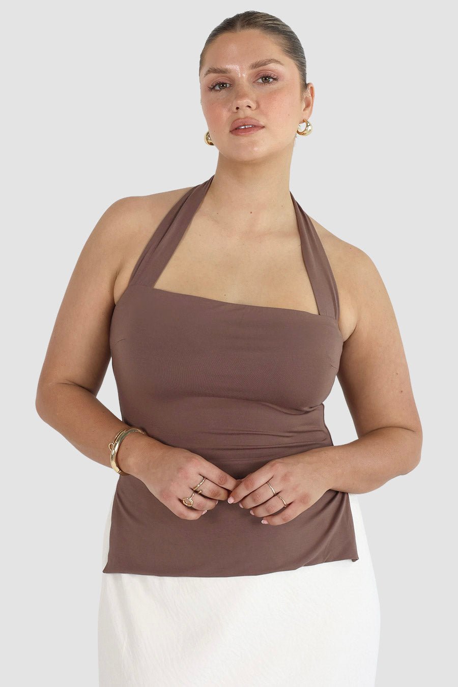 OVIE HALTER TOP DEEP MOCHA - Fayt The Label