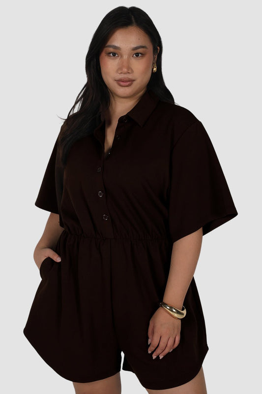 PENELOPE PLAYSUIT ESPRESSO - Fayt The Label