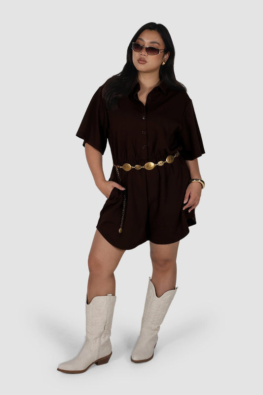 PENELOPE PLAYSUIT ESPRESSO - Fayt The Label