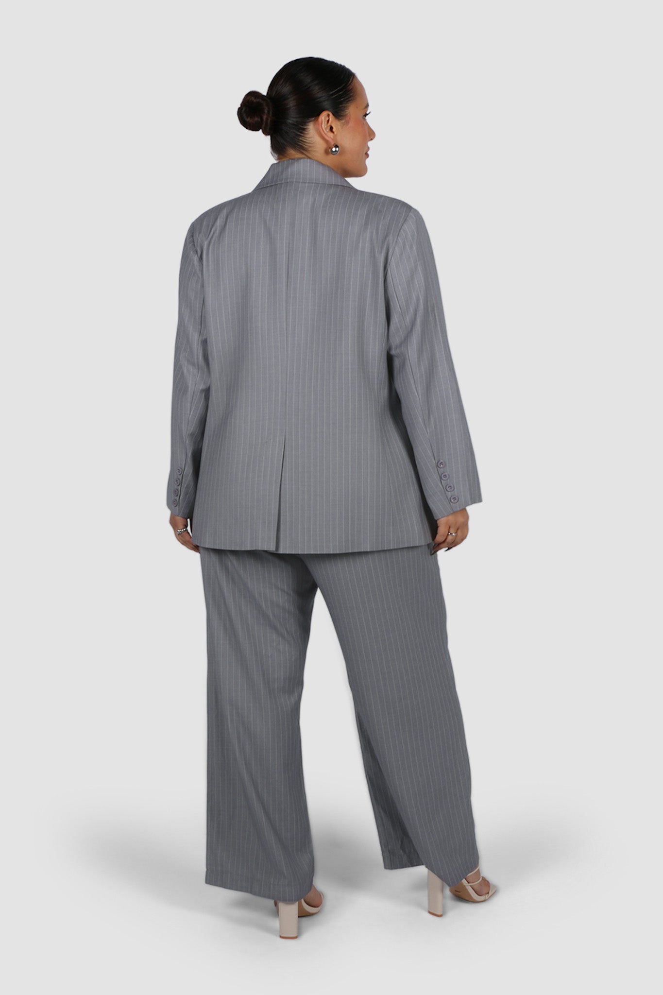 PORSCHA BLAZER LIGHT GREY PINSTRIPE - Fayt The Label