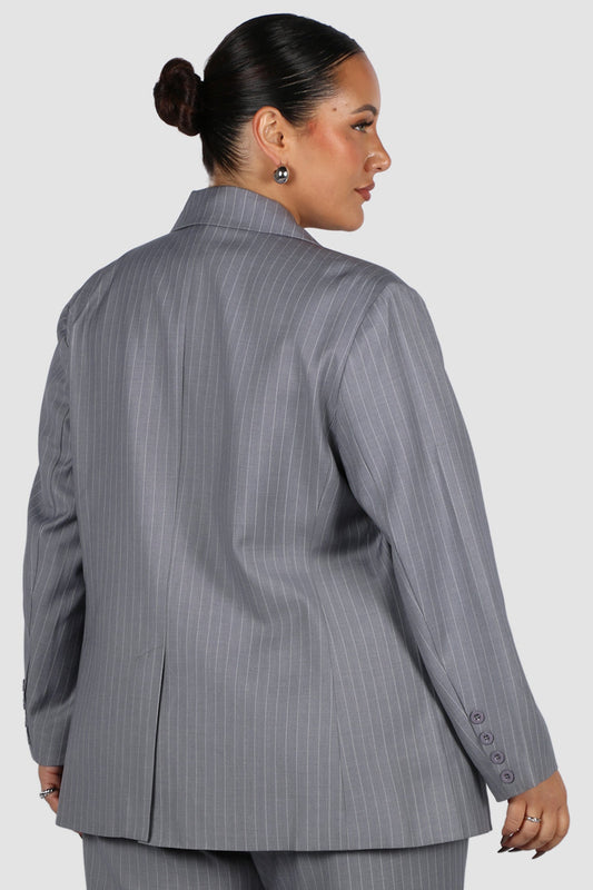 PORSCHA BLAZER LIGHT GREY PINSTRIPE - Fayt The Label
