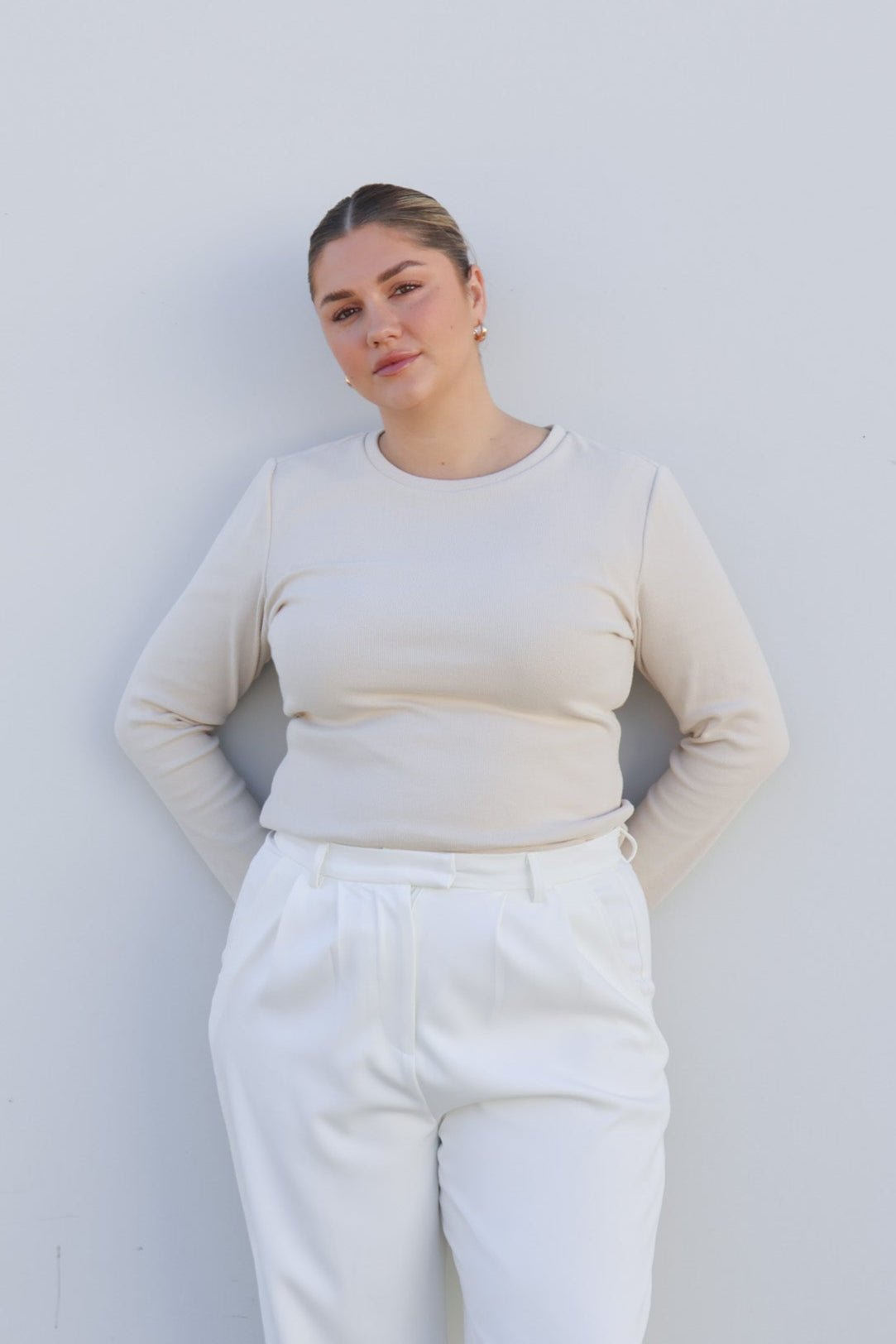 PORTLAND L/S RIB TEE BEIGE - Fayt The Label