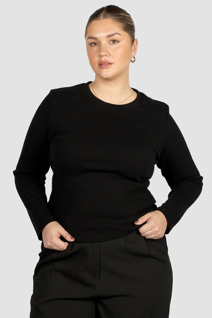 PORTLAND L/S RIB TEE BLACK - Fayt The Label