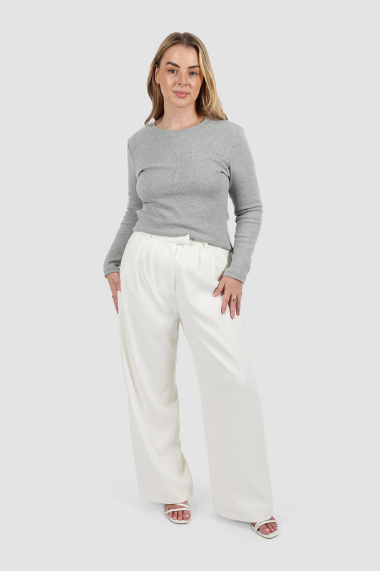 PORTLAND L/S RIB TEE GREY MARLE - Fayt The Label